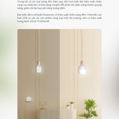 Đèn LED Bulb Trụ Trắng Panasonic Lotus Đuôi E27 Công suất 20W/30W/40W/50W ánh sáng trắng 6500K, tiết kiệm điện