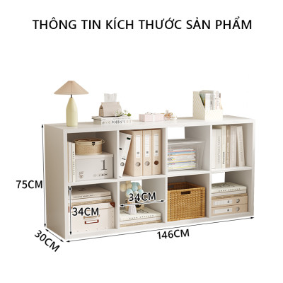 Kệ sách 8 hộc đựng đồ lớn gỗ mdf dày 25mm cao cấp decor phong cách minimalism thương hiệu IGA - GA33