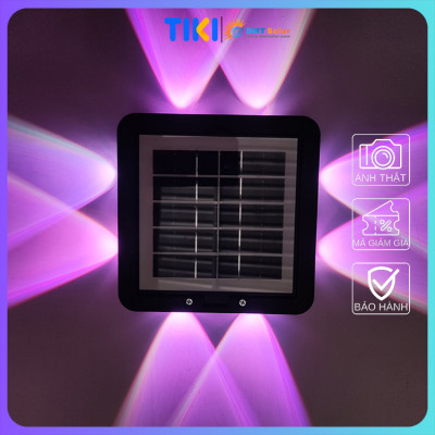 Đèn ốp tường hắt tường 4 đầu 8 tia năng lượng mặt trời HT08-RGB