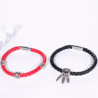 Combo 2 vòng dây da mix charm bạc thái - Ngọc Quý Gemstones
