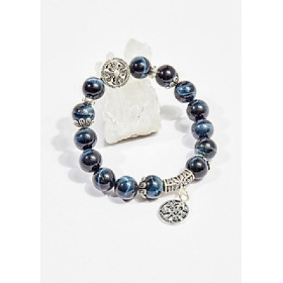 Vòng tay phong thủy đá mắt ưng charm cây 10mm mệnh thủy , mộc - Ngọc Quý Gemstones