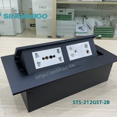 Hộp ổ cắm âm bàn đa năng Sinoamigo STS-212GST-2B màu đen. Module tùy chỉnh, tích hợp mạng, thoại,HDMI, USB, Audio - Hàng chính hãng Full thuế VAT, COCQ