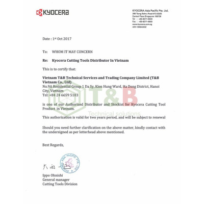 Mảnh dao tiện lỗ phủ PVD Kyocera Model WBGT060104L-F PR930