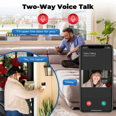 Chuông Cửa Camera WiFi Thông Minh Báo Video, Hình Ảnh Qua App - Bản Cao Cấp Mẫu Mới, ĐÈN TRANG TRÍ , ĐỒNG HỒ TREO TƯỜNG