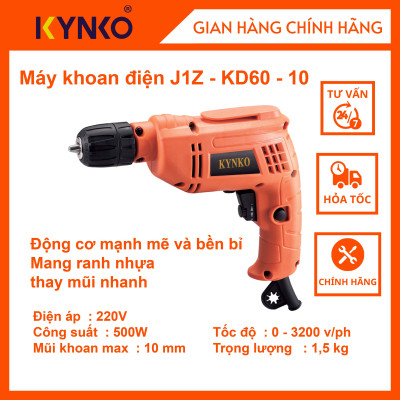 Khoan điện đầu 10mm - KD60 (mang ranh nhựa) cầm tay chất lượng chính hãng Kynko J1Z- KD60 -10 # 6601