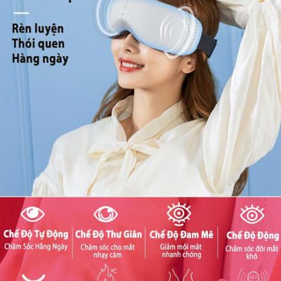Máy massage mắt Leerkang LEK-H8 Với 8 Chế Độ Độc Lập, Xoa Bóp Và Rung Cùng Bluetooth Phát Nhạc, Mát Xa Nóng Nhiệt Lưu Thông, Hàng Chính Hãng