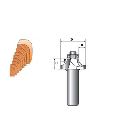 Mũi phay, mũi soi, mũi cắt vát cạnh tròn lồi 1/4"x3/8"(R=4.76mm) ARDEN