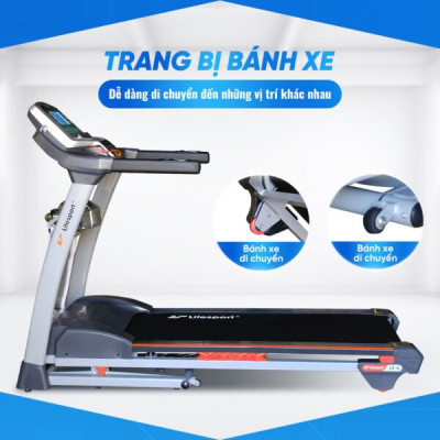 Máy Chạy Bộ Lifesport LS-6, Máy Chạy Bộ Có Tay Cầm Cảm Biến Nhịp Tim, Vùng Chạy Rộng Rãi  Với 7 Lớp Chống Trượt
