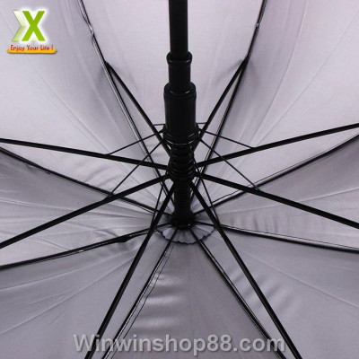 Ô dù đen trơn cán dài viền vàng 1m - Winz.vn