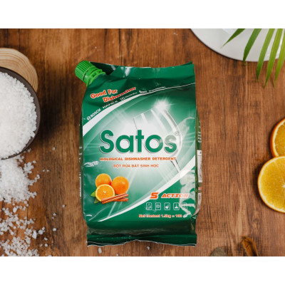 Bột rửa bát sinh học SATOS 1.5kg- Dùng cho máy rửa bát