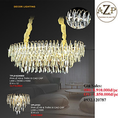 ĐÈN THẢ TRẦN PHA LÊ / ĐÈN THÔNG TẦNG TRANG TRÍ PHÒNG KHÁCH / PHÒNG NGỦ / CẦU THANG / KHÔNG GIAN SANG TRỌNG AZP-8163 phong cách đương đại, hàng nhập khẩu AZP