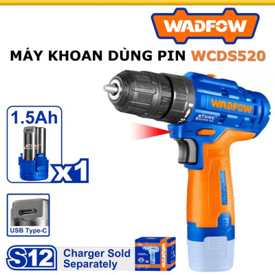 MÁY KHOAN DÙNG PIN 12V (KHÔNG KÈM DÂY & ĐẦU SẠC) WCDS520 WADFOW - HÀNG CHÍNH HÃNG