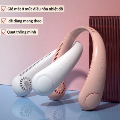 Quạt Đeo Cổ Không Cánh 3 Cấp Gió Mạnh, Phong Cách Trẻ Trung, Pin Sạc Lithium Ion, ĐÈN TRANG TRÍ , ĐỒNG HỒ TREO TƯỜNG