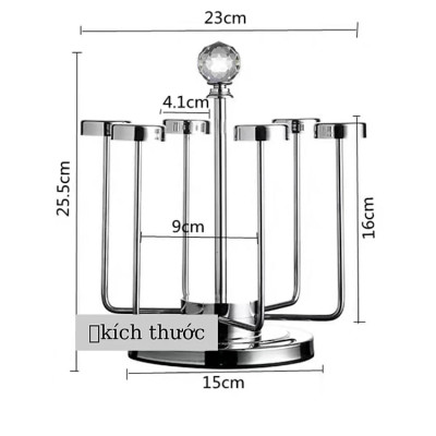  Giá úp ly, Giá úp cốc, Giá úp tiện lợi màu bạc Giá Úp Cốc Đẹp Để Bàn, LUXURY Giá Để Cốc Chén Inox Cao Cấp Xoay 360 Độ Sang Chảnh Và Tiện 