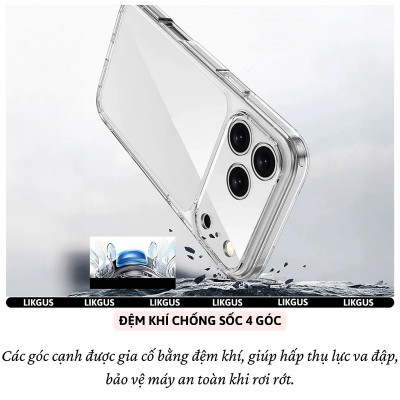 ốp lưng trong suốt bảo vệ viền camera cho iPhone 17 Pro Max / 17 Pro / 17 Air / 17 hiệu Likgus Lin Camshield - Chống sốc