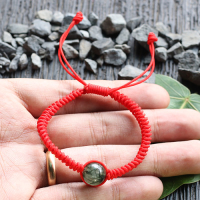 Vòng Tay Kết Dây Hạt Thạch Anh Tóc Xanh Ngọc Quý Gemstones GA32
