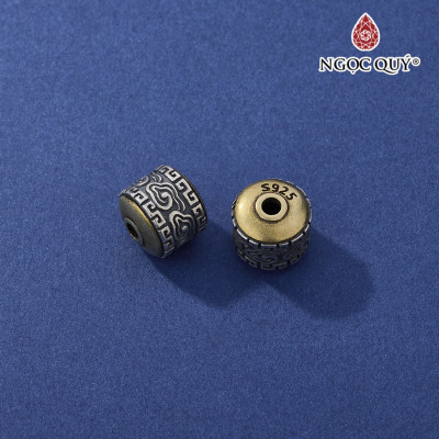 Charm bạc hình trụ họa tiết đám mây xỏ ngang - Ngọc Quý Gemstones