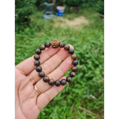 Vòng Tay Trầm Hương Sánh Chìm Nước Mix Charm Hoa Sen - Vòng Trầm Hương Phong Thủy - Size 7 8 10mm