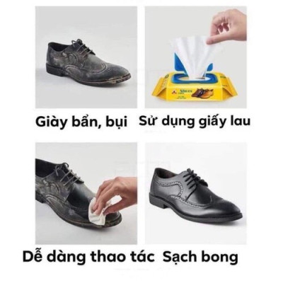 Khăn ướt lau giày gói 80 miếng, khăn lau đa năng, khăn vệ sinh túi xách balo