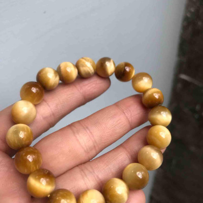 VÒNG ĐÁ MẮT HỔ VÀNG NÂU SÁNG BÓNG ĐẬM ĐẸP ĐÁ THIÊN NHIÊN SIZE VÒNG 10Ly  NỮ MẠNG KIM THỔ THUỶ