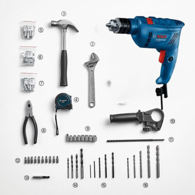 Máy khoan động lực kèm phụ kiện Bosch GSB 600 SET (BỘ SET VALY 100 MÓN PHỤ KIỆN) - Hàng chính hãng