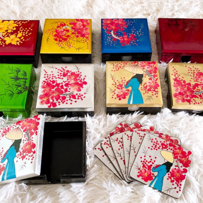 Lót ly sơn mài Thanh Bình Lê đa dạng mẫu mã màu sắc