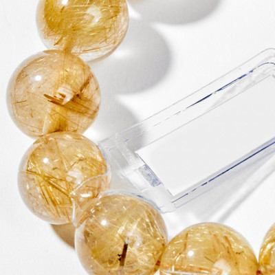 Vòng Tay Phong Thủy Nam Đá Thạch Anh Tóc Vàng (14mm) Mệnh Thổ, Kim Ngọc Quý Gemstones