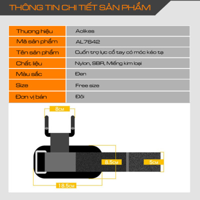Dây kéo lưng trợ lực cổ tay AOLIKES 7642 nâng tạ tập gym sports fitness protection help wristbands