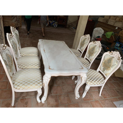Bàn ăn Tân Cổ Điển khung nhựa NK