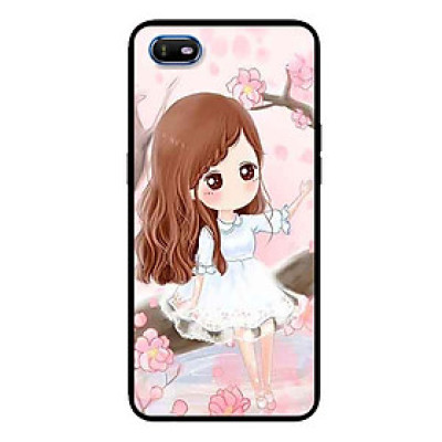 Ốp Lưng in cho Oppo A1K Mẫu Nàng Chibi Nền Hồng - Hàng Chính Hãng