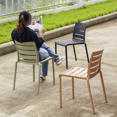 Ghế ăn ngoài trời bằng nhựa cao cấp, đúc nguyên khối, có tựa lưng - Cobihome