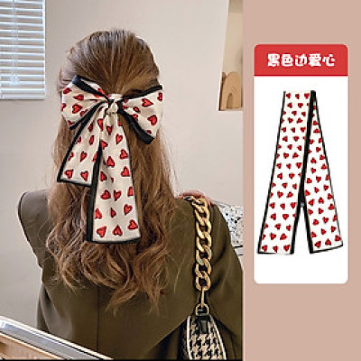 Dây Buộc Tóc Vải, Khăn choàng cổ Lụa In Họa Tiết Thắt Nơ Phong Cách Hàn Quốc Cho Nữ