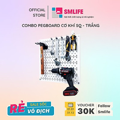 Bảng treo dụng cụ SMLIFE Pegboard cơ khí SQ – Trắng