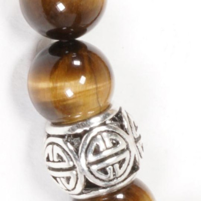 Vòng thạch anh mắt hổ vàng nâu phối charm bạc (8mm) Ngọc Quý Gemstones