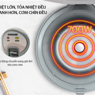 Nồi Cơm Điện Đa Năng Sunhouse SHD8602 (1.8L) – Trắng- Hàng chính hãng
