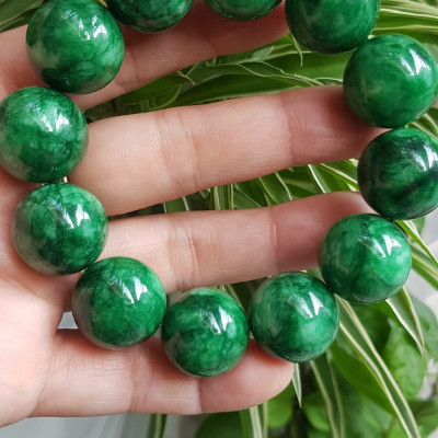 ️Vòng Tay Nam Đá Cẩm Thạch Xanh lá Size lớn hạt 18mm bóng đẹp hợp Các Anh Mệnh Mộc mệnh Hỏa đeo là một món trang sức tuyệt vời cho các quý ông ạ