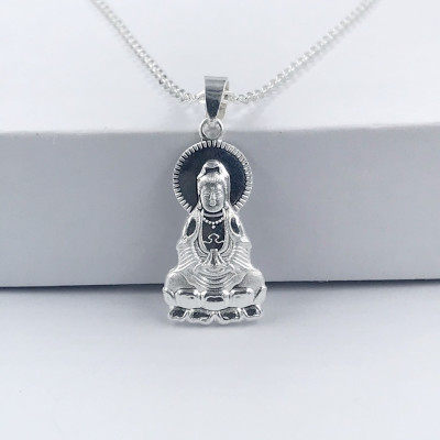 Dây Và Mặt Dây Chuyền bạc 925  hình Phật Bà Quan Thế Âm Bồ Tát DMD162 Bạc Hiểu Minh