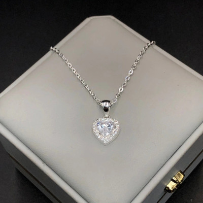 Dây Chuyền Vòng Cổ Nữ Bạc Ta Trái Tim Đính Đá Cao Cấp BẠC HIỂU MINH DMD486