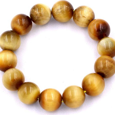 Chuỗi đá đeo tay đá mắt hổ vàng 14 ly - Vòng chuỗi đeo tay đá phong thủy 