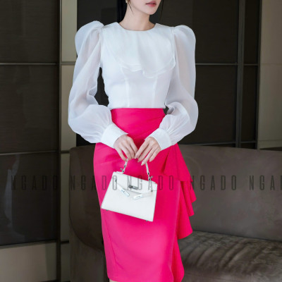 Chân váy hồng sen xếp ly NGADO , chân váy Nữ , chân váy kiểu