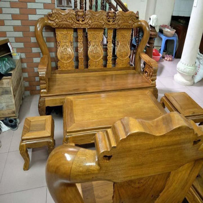 bộ bàn ghế quốc voi gỗ lim nam phi