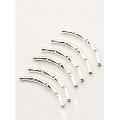 Combo 6 cái charm bạc hình ống đốt tre xỏ ngang - Ngọc Quý Gemstones