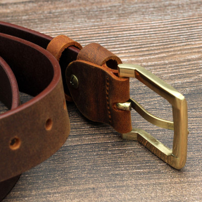 Thắt lưng nam da bò sáp khóa đồng  AT Leather S4K-03