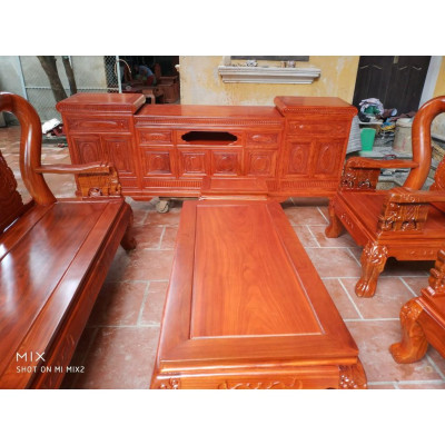 Kệ tivi mõ lõm gỗ hương đá