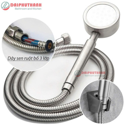 Bộ Vòi Sen Tắm Nóng Lạnh KZ-SV02TD Inox SUS304 - Đủ bộ gồm củ sen, tay sen, dây và gác sen,..
