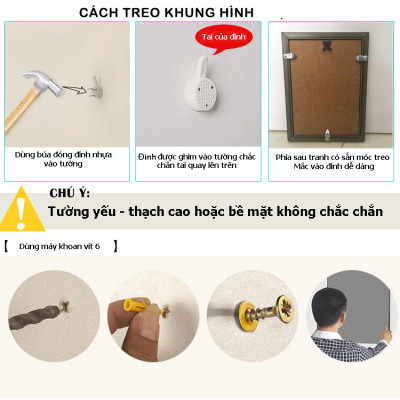 Bộ Khung Ảnh Treo Tường Tặng Kèm bộ ảnh như hình, đinh treo tranh và sơ đồ treo - PGC79