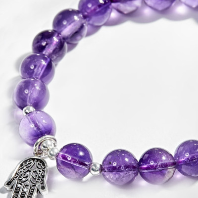 Vòng Tay Đá Thạch Anh Tím Phối Bàn Tay Hamsa Bạc Ngọc Quý Gemstones