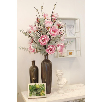 Hoa mộc lan giả - 1 cành 6 bông - Độ dài 130cm - Cây giả, hoa lụa Decor trang trí nhà cửa