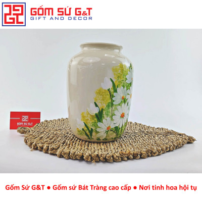 Lọ hoa dáng thạp vẽ cúc họa mi Gốm Sứ G&T