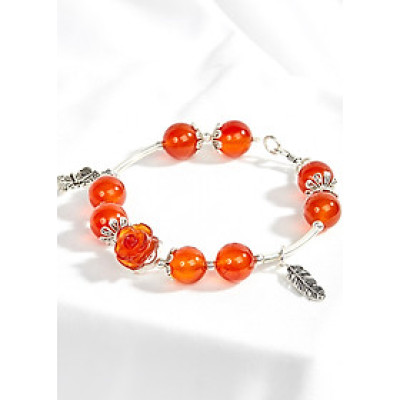 Vòng tay thiên nhiên phối hoa mẫu đơn Ngọc Quý Gemstone